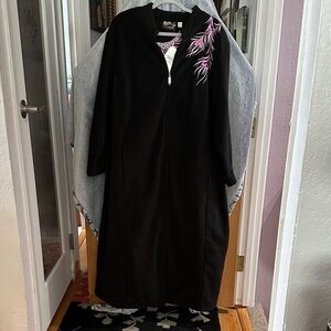 Bob Mackie Black Robe with Pink Embroidery